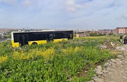 Sultangazi'de İETT otobüsü araziye uçtu