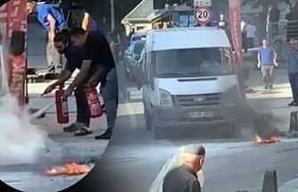 Sultangazi'de yer altı kabloları alev aldı, minibüs yanmaktan son anda kurtarıldı