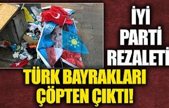 İYİ Parti Bayrampaşa İlçe Başkanlığı'nın stant çalışmasının ardından Türk bayrakları çöpten çıktı!