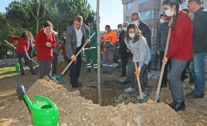 Gaziosmanpaşa&#039;da çocuklar, Milli Ağaçlandırma Günü&#039;nde fidan dikti
