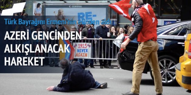 ABD'de Türk Bayrağı'nı Ermeniler'den Kurtaran Azeri genci