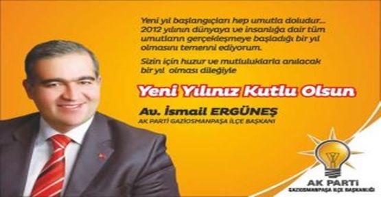 Ak parti Gaziosmanpaşa ilçe başkanı İsmail Ergüneş'ten yeni yıl mesajı.