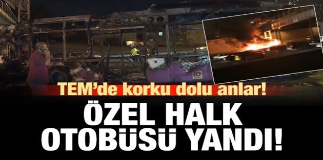 Gaziosmanpaşa TEM Otoyolu'nda otobüs alev alev yandı!.