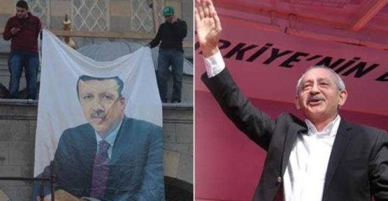 Kılıçdaroğlu,Erdoğan posteriyle karşılandı
